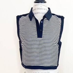LINE & DOT NWT Revolve Crop Stripe Black and White Sleeveless Ladies Blouse Top